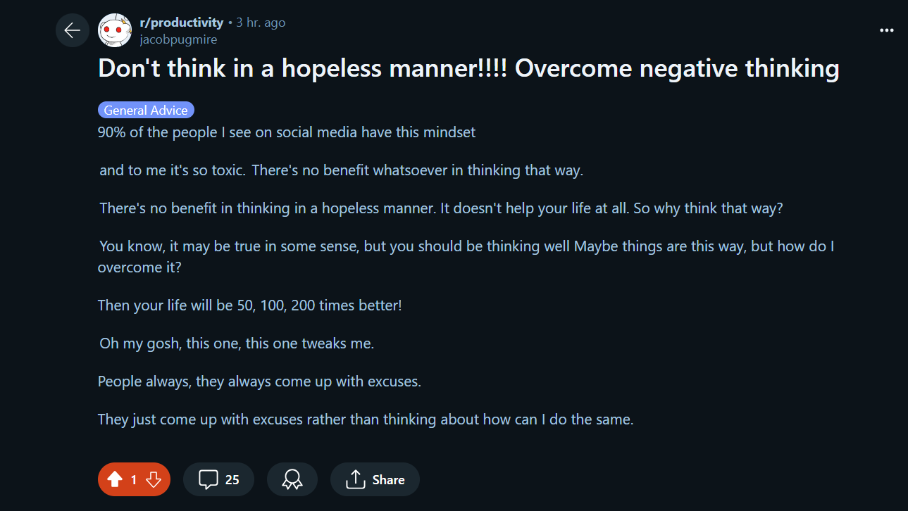 I Started A Reddit Fight About Overcoming Negative Thinking And This Is How It Went